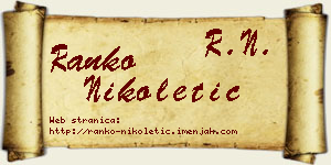 Ranko Nikoletić vizit kartica